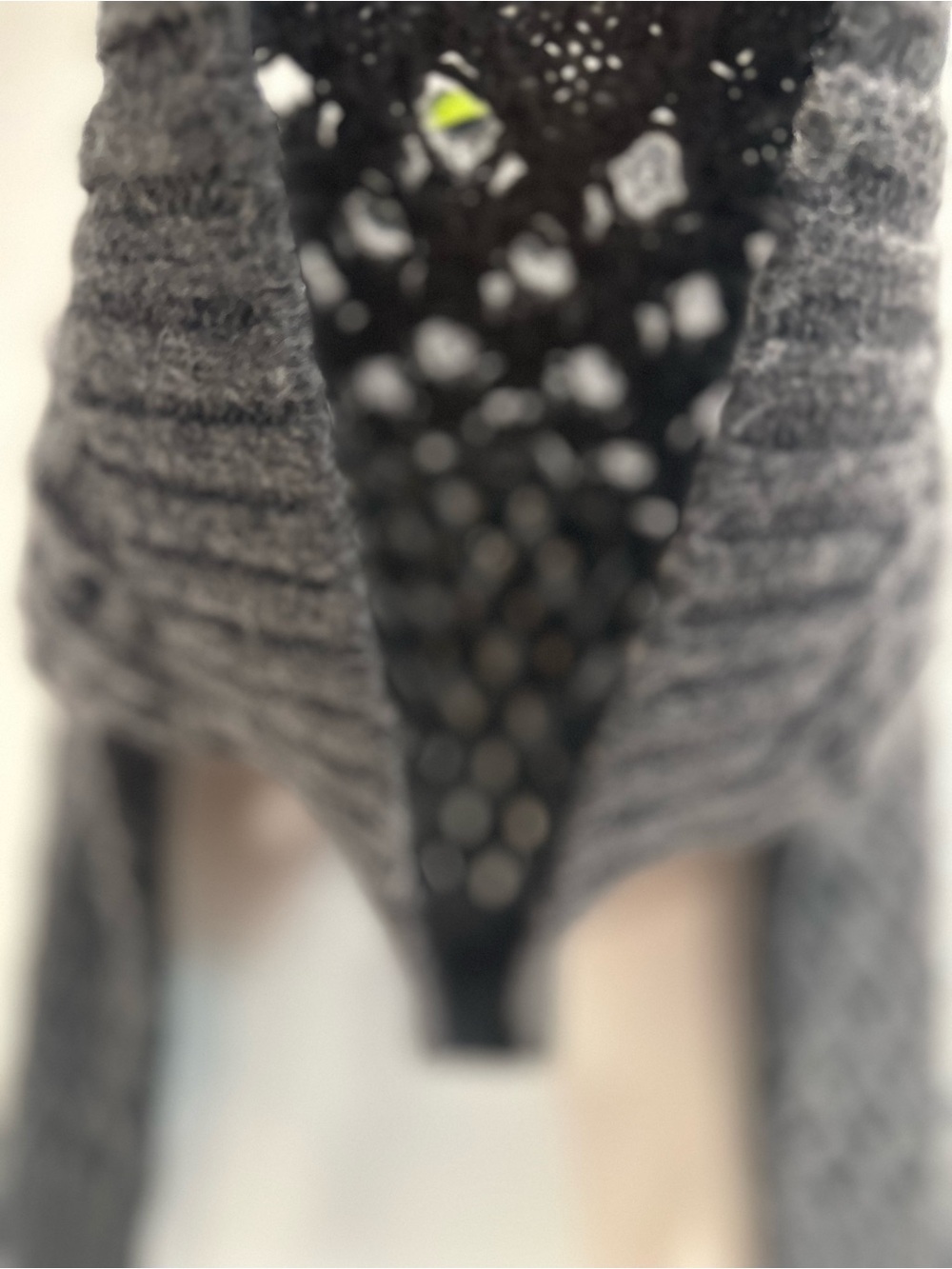 J Crew Chunky Open Knit Cross-cable Sz: M Dark Gray mockneck wool blend sweater. - Picture 11 of 13